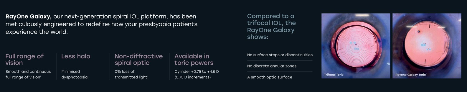 Smooth and continuous defocus curve of RayOne Galaxy